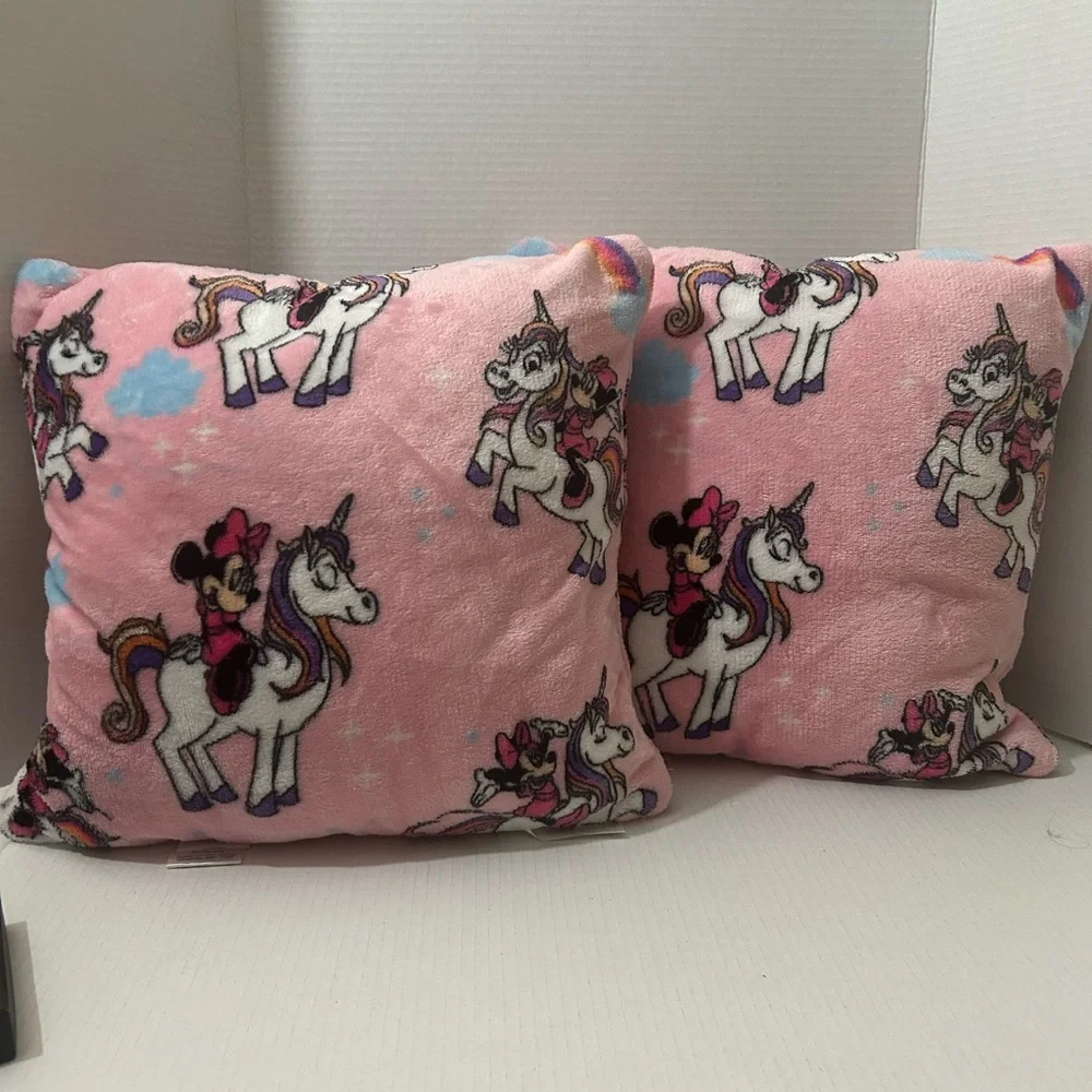 Set of 2 Minnie Mouse / Unicorn Pillows - 15 x 15